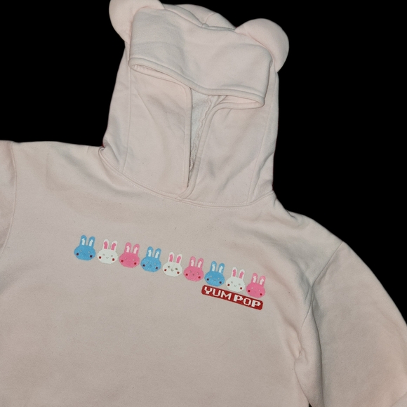 Vintage YumPop Japan Pale Pink Hoodie Sweatshir With Ears dELiA*s Cute Kawaii - Picture 6 of 6